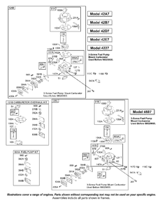 Carburetor Diagram and Parts List for 422707-1520-XX  Briggs and Stratton Engine